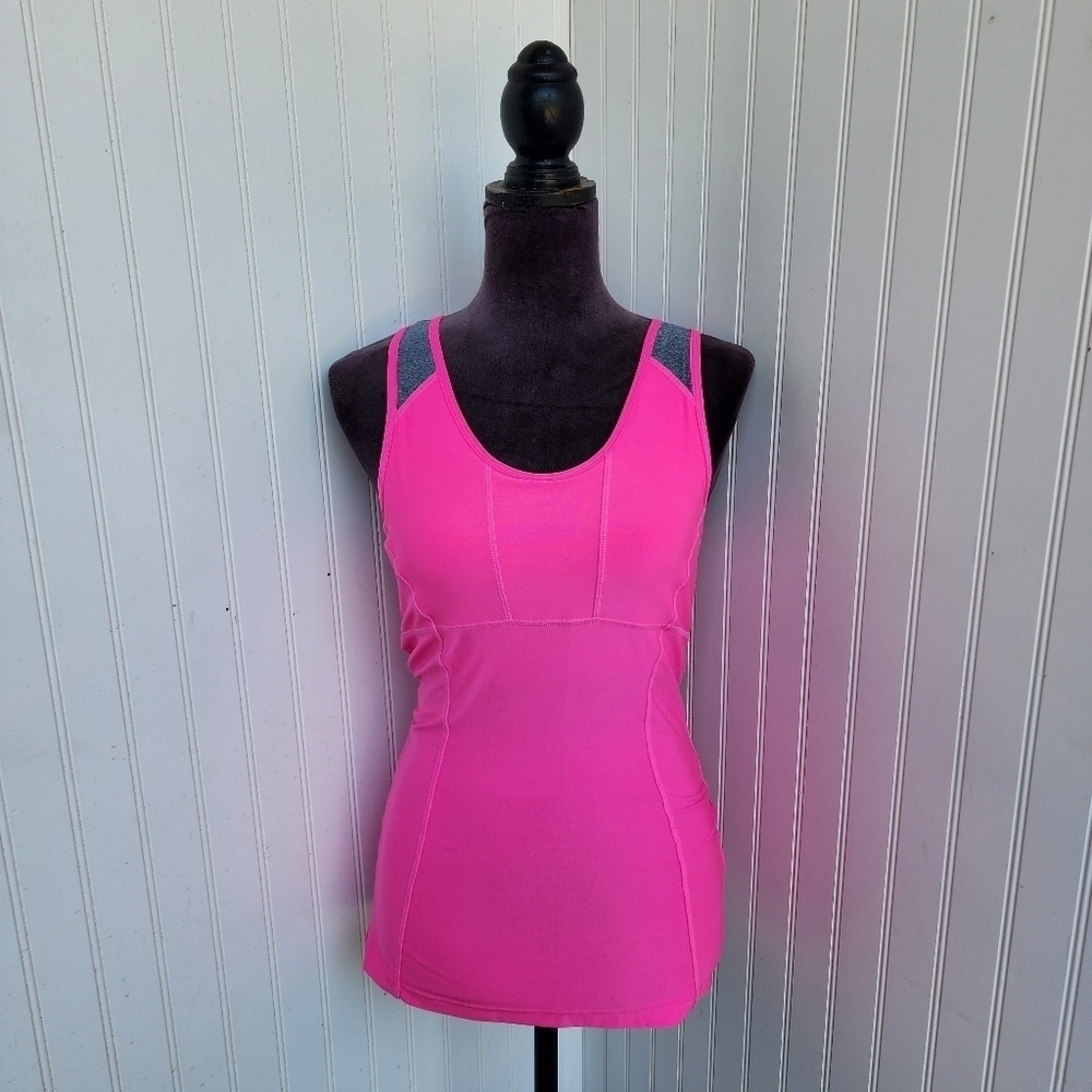 MPG Women's  Pink Gray Racerback Sports Activewear Support Bra Tank Top Small